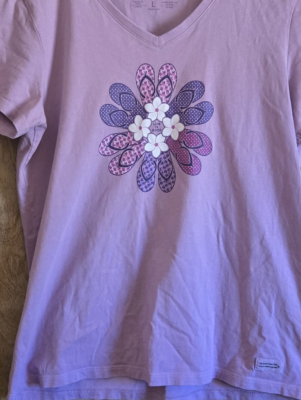 Life Is Good Floral Flip Flops Tee - Picture 2 of 4